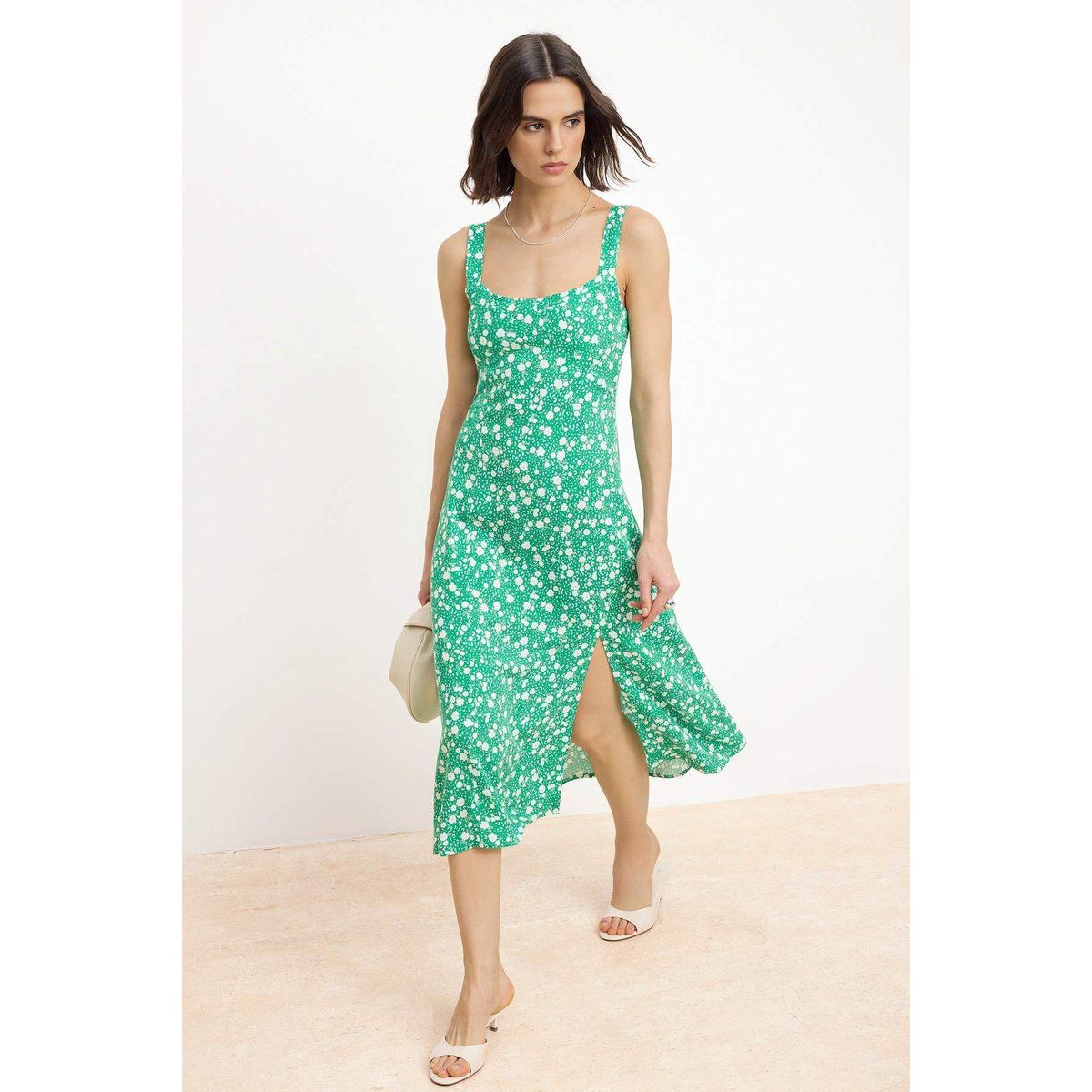 Florales Midi-Kleid in A-Linie