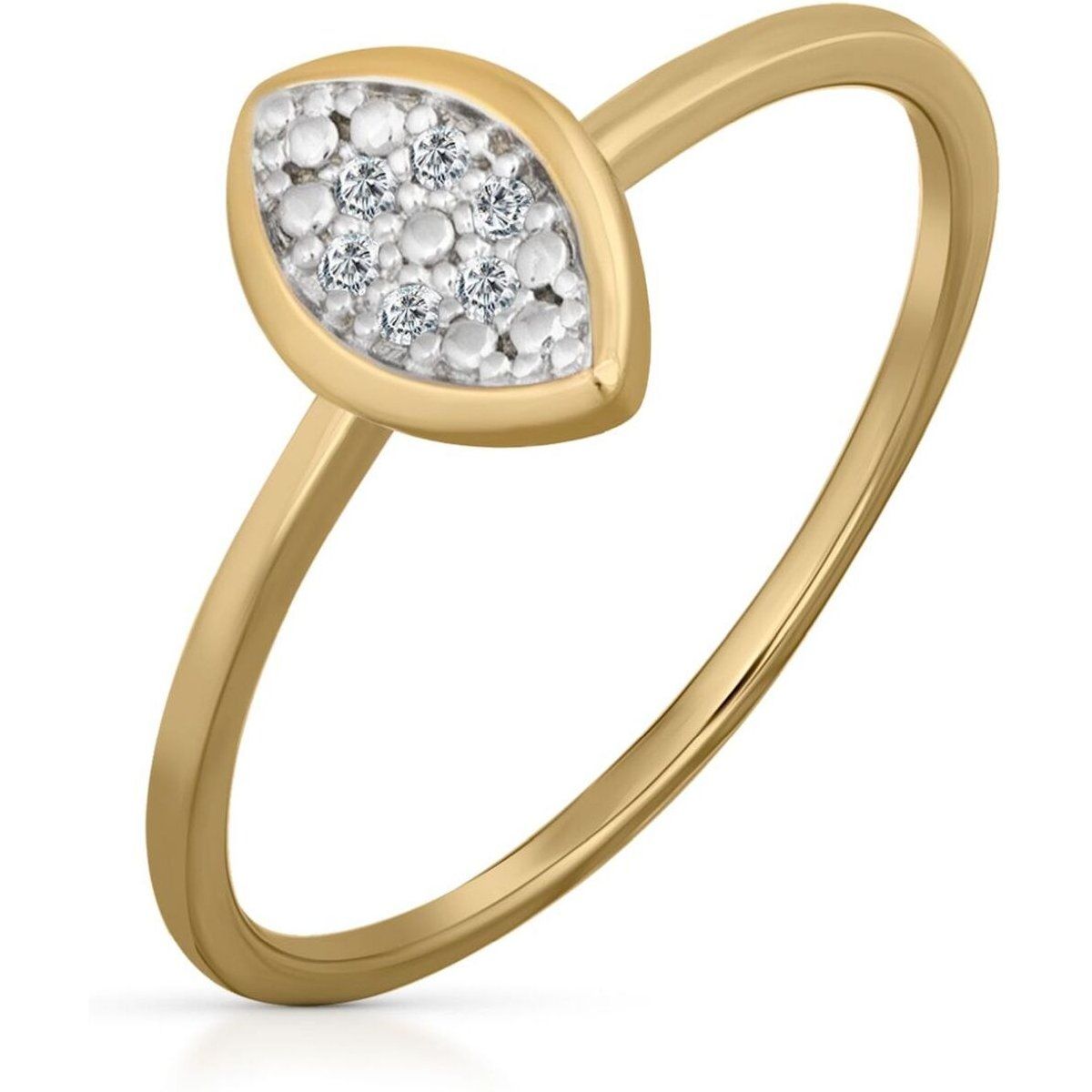 Goldring mit Brillant-Pavé in Marquise-Form