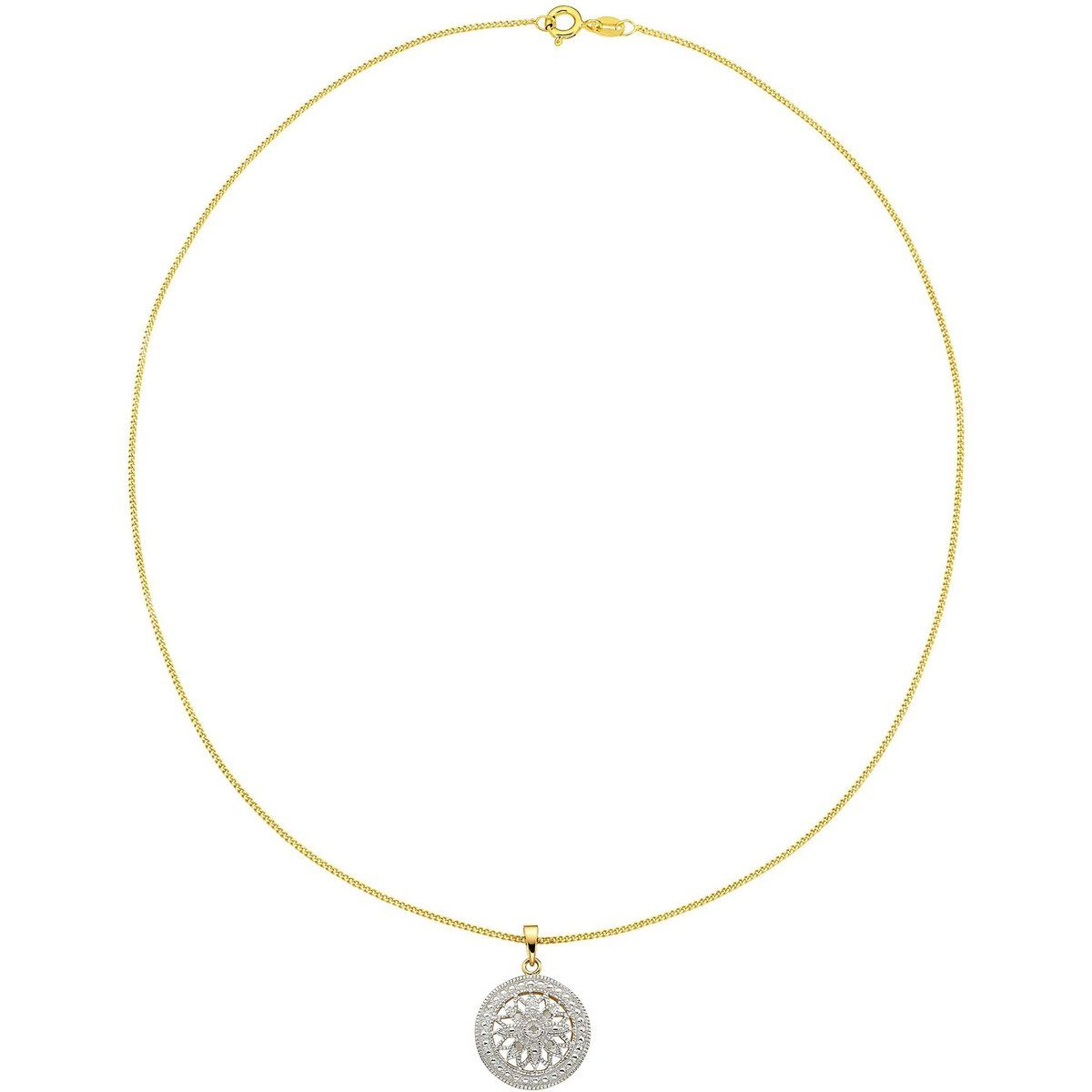 Vergoldete Mandala-Halskette mit Diamanten