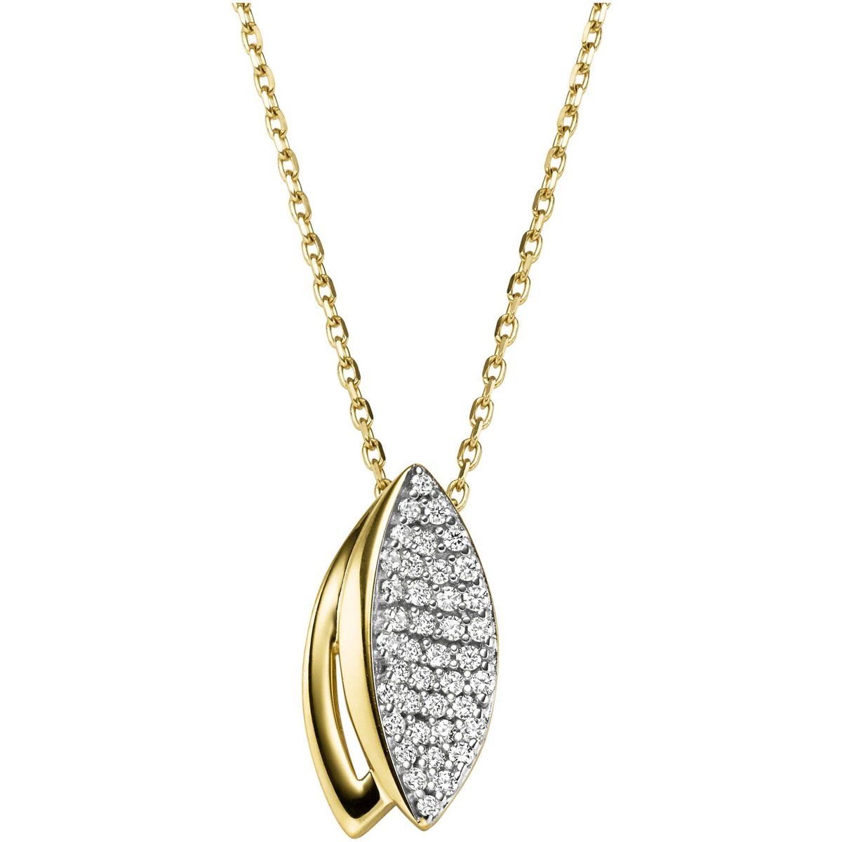 Zweifarbige Goldkette mit Zirkonia-Anhänger