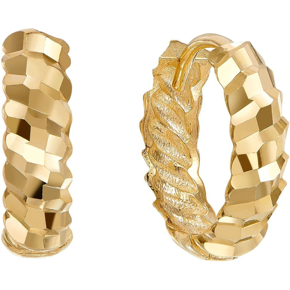 Strukturierte Diamantierte Goldene Creolen