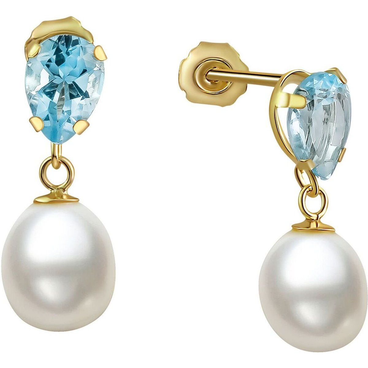 Elegante Ohrhänger mit Topas und Perle