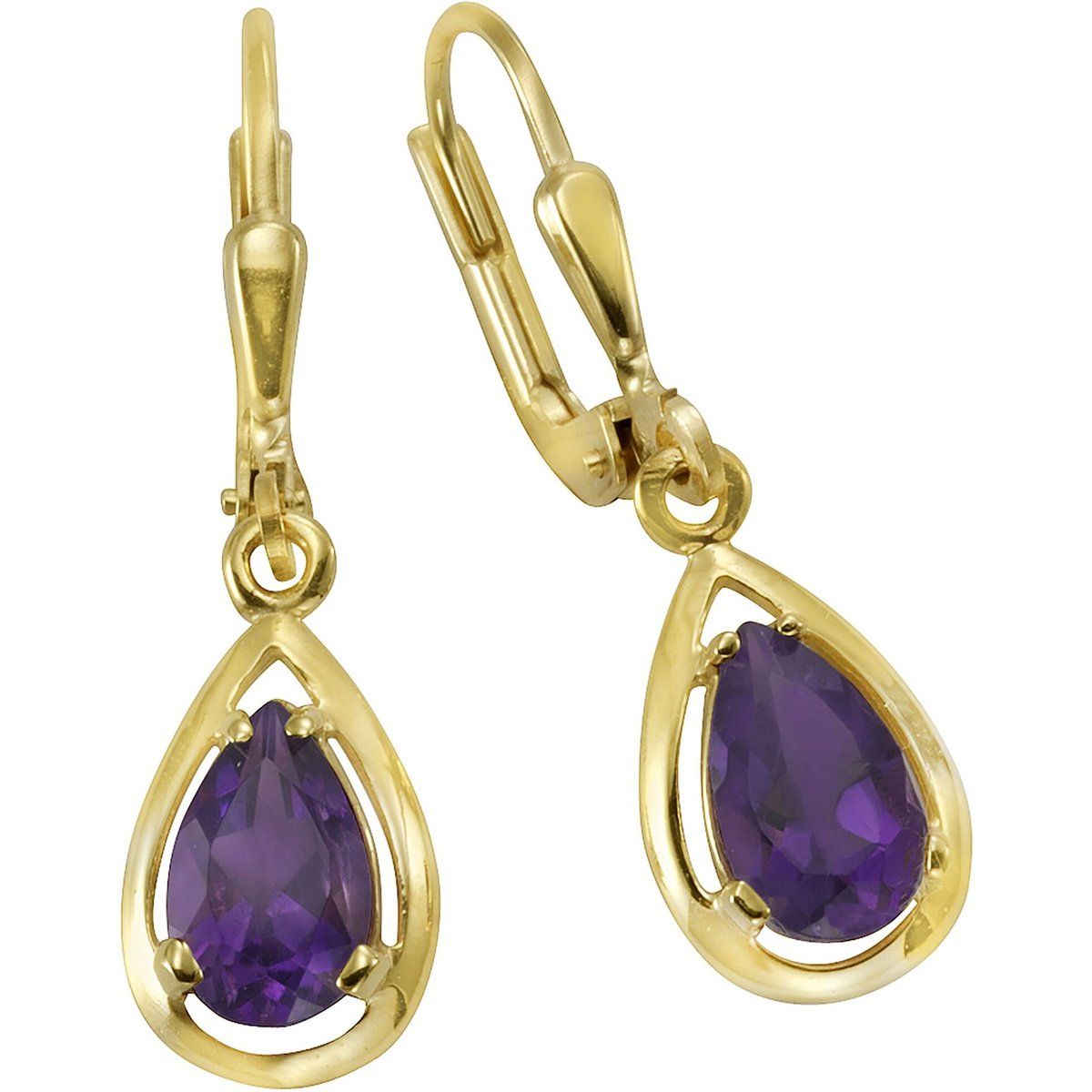 Elegante Amethyst-Ohrhänger im Tropfenschliff