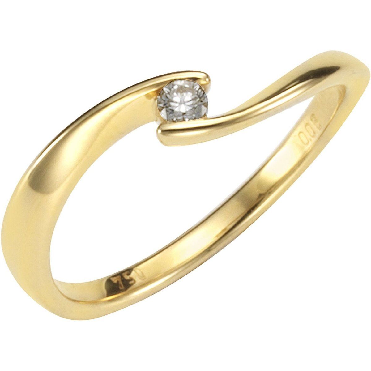 Minimalistischer Gold-Diamantring im Bypass-Design