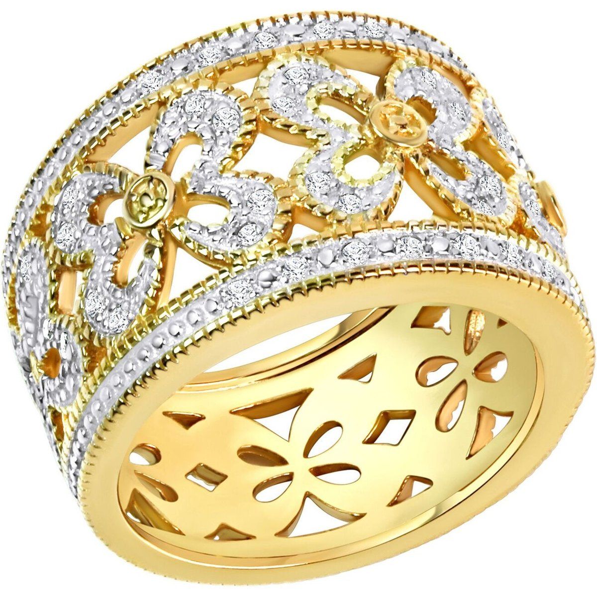 Floral Filigraner Bicolor Diamantring