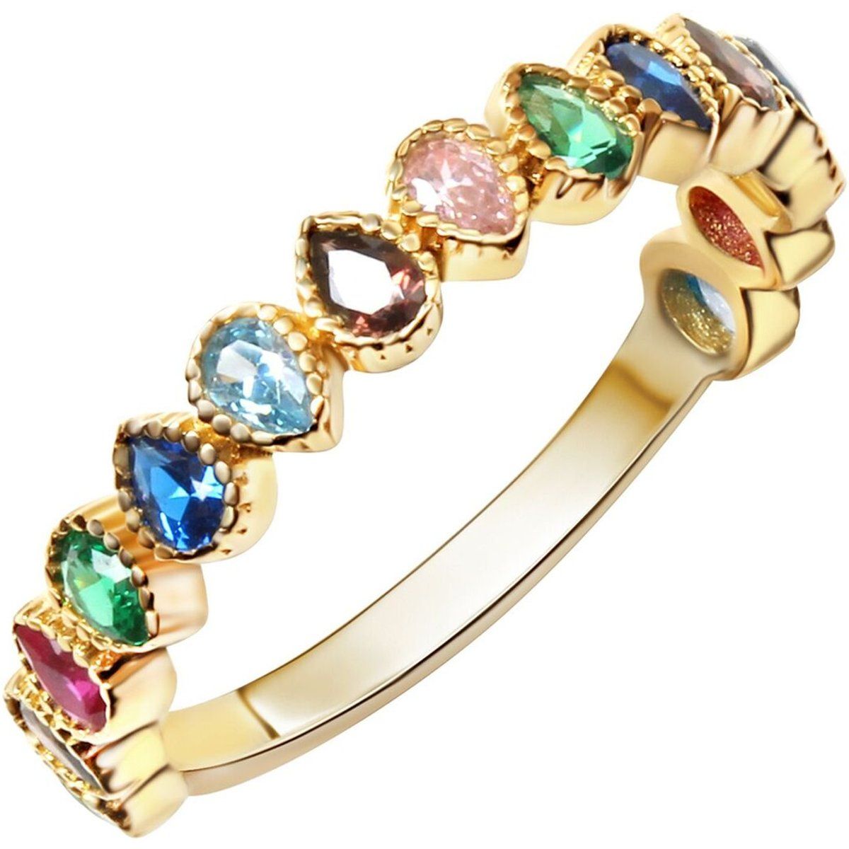 Eleganter Ring mit bunten Zirkonia-Tropfen